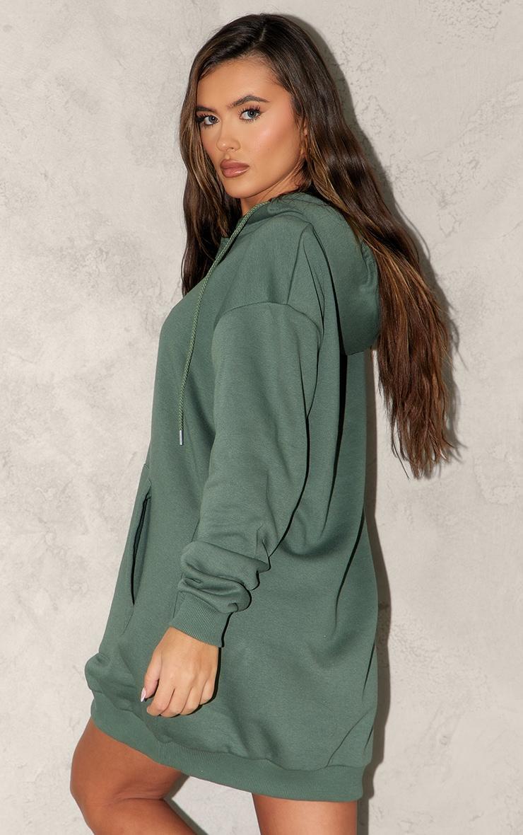 Sea Green Printed Oversized Pocket Hoodie Sweatshirt Dress Product Image