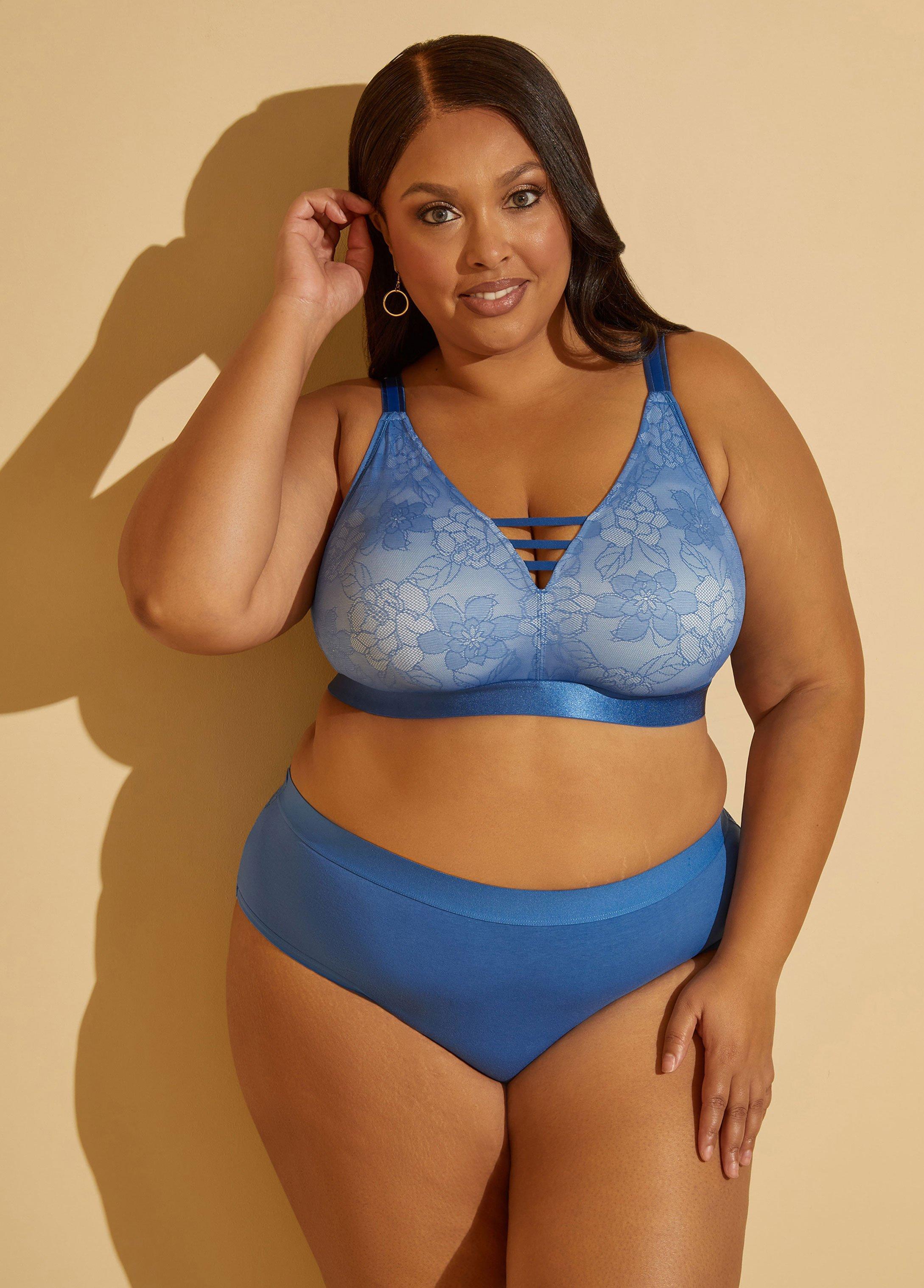 Plus Size Lace Lattice Wireless Bra Ashley Stewart Product Image