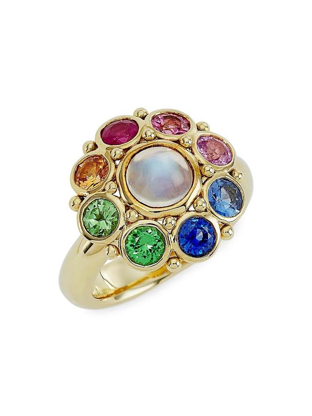 Womens Celestial 18K Yellow Gold & Multi-Stone Stella Cluster Ring Product Image