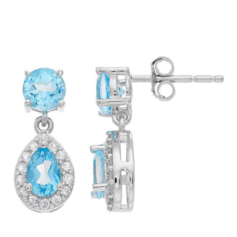 Gemminded Genuine Blue Topaz Drop Earrings, Womens Product Image