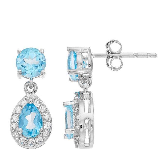 Gemminded Genuine Blue Topaz Drop Earrings, Womens, Sterling Product Image