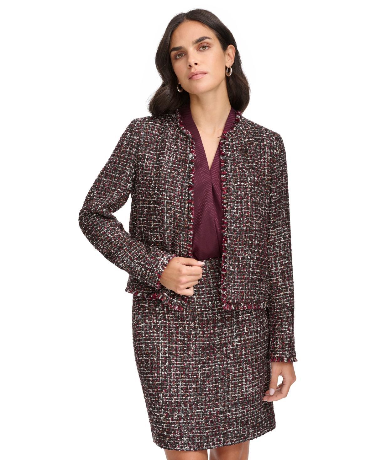 Calvin Klein Womens Tweed Open-Front Blazer Product Image