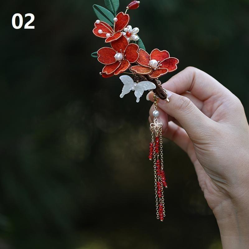 Floral Fabric Alloy Hair Stick / Hair Clip / Hair Comb (Various Designs) Product Image