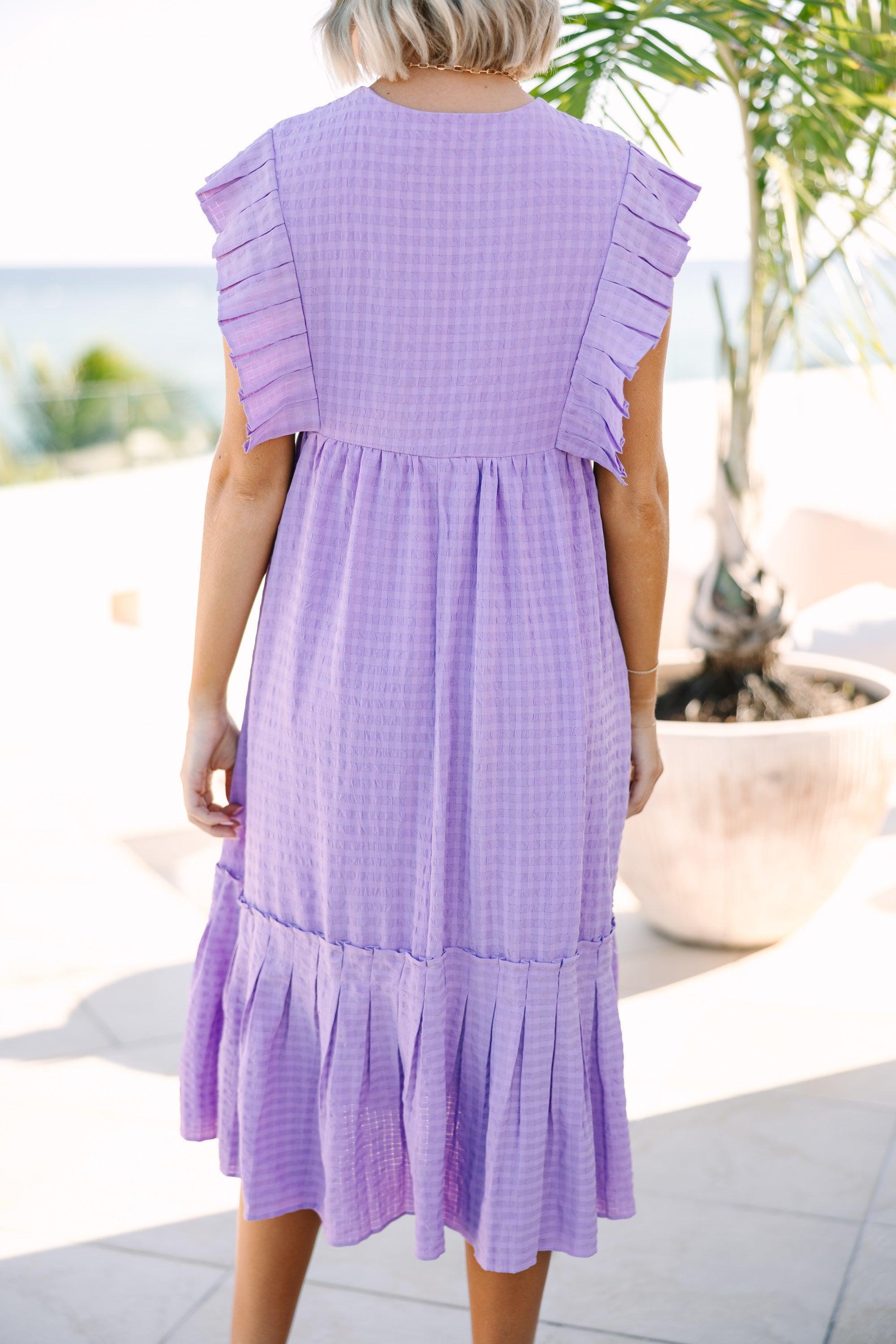 Lift Your Spirits Lavender Purple Midi Dress Female Product Image