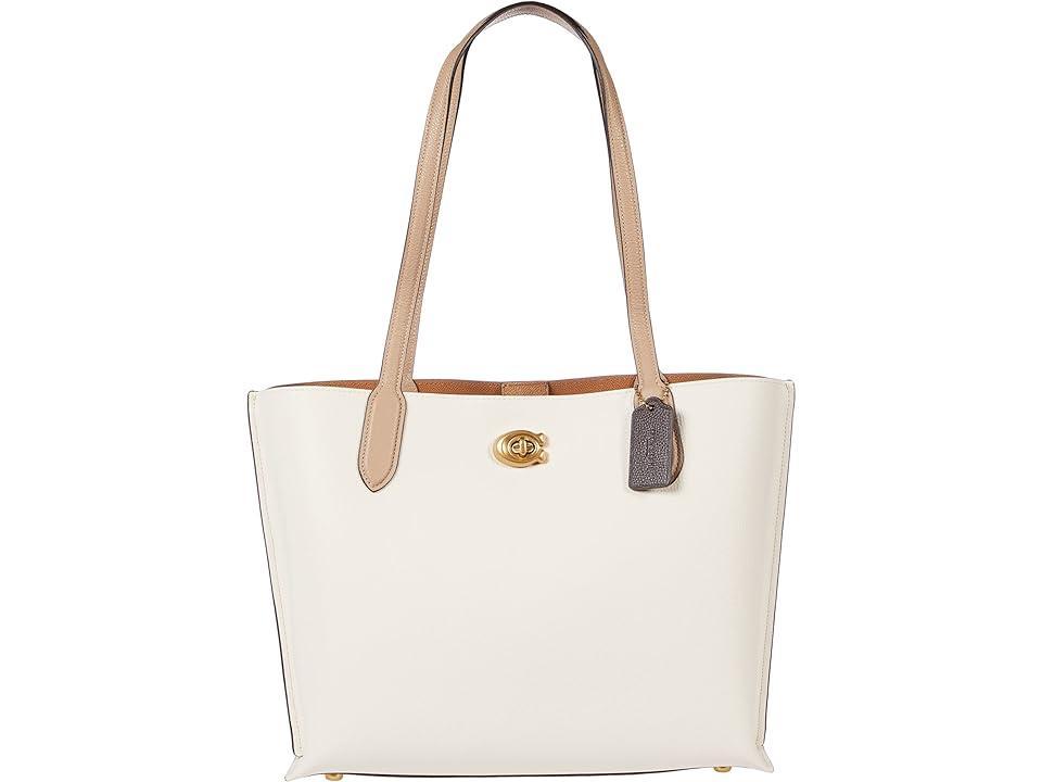 COACH Color-Block Leather Willow Tote (Chalk Multi) Bags Product Image