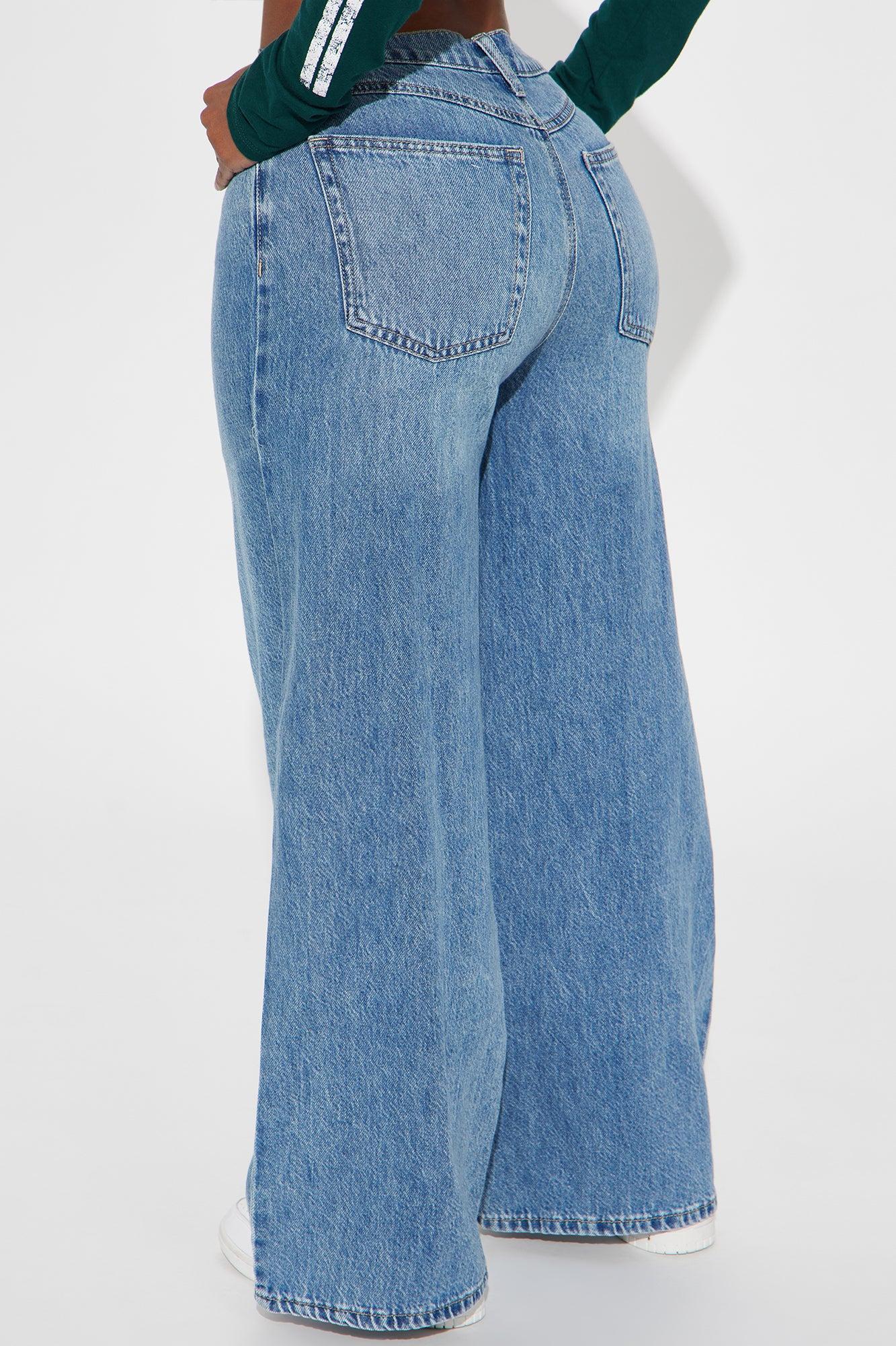 Solange Drop Waist Baggy Wide Leg Jeans - Medium Wash Product Image