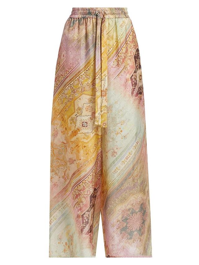 Womens Tallow Printed Silk Wide-Leg Pants Product Image