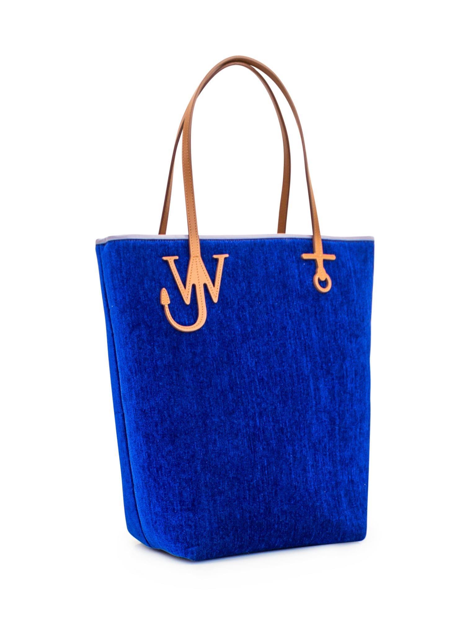 JW ANDERSON Tall Chenille Anchor Tote Bag In Blue Product Image