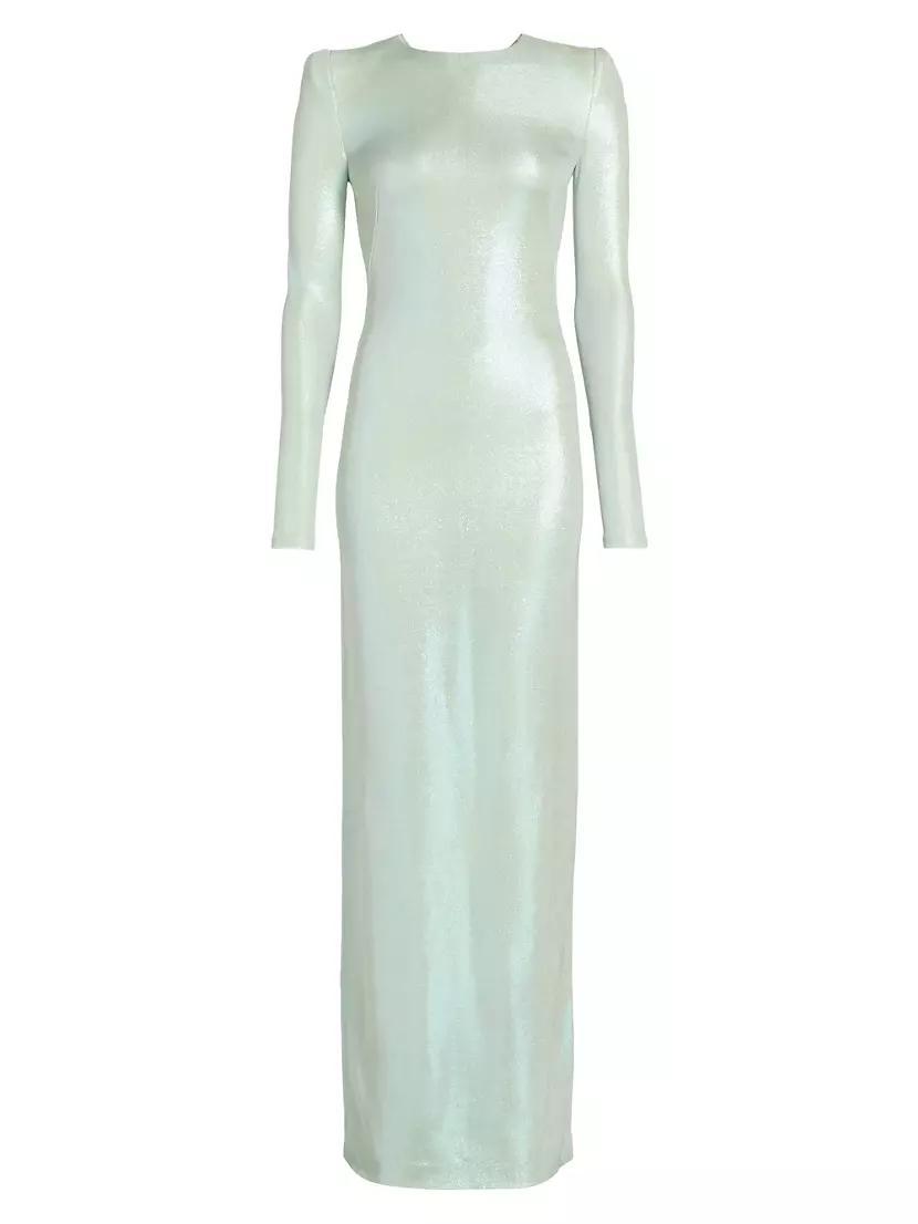 Frieze Jersey Long-Sleeve Column Gown Product Image