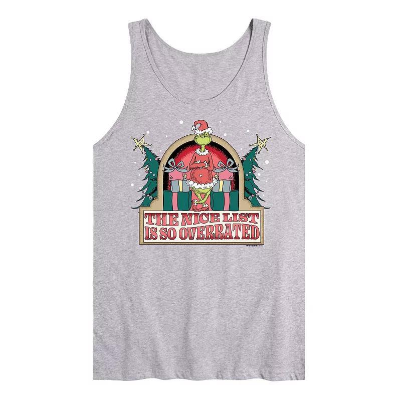 Mens Dr. Seuss The Grinch Nice List Overrated Graphic Tank Product Image