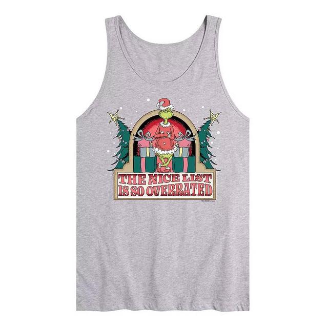 Mens Dr. Seuss The Grinch Nice List Overrated Graphic Tank Product Image