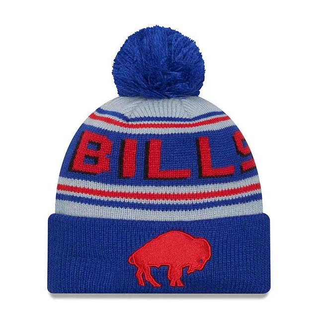 Mens New Era Royal Buffalo Bills Throwback Main Cuffed Knit Hat with Pom Product Image