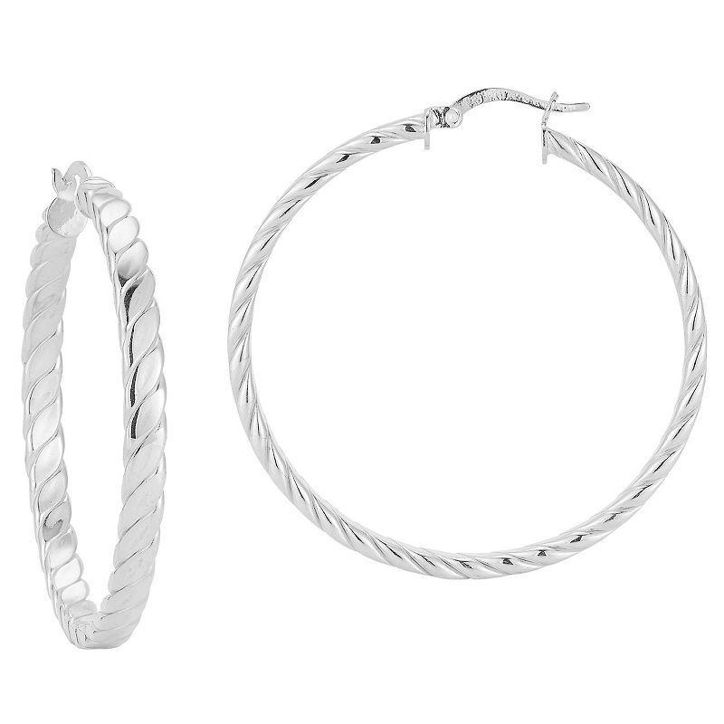 Sunkissed Sterling 14k Gold Over Silver Large Flat Twist Hoop Earrings, Womens, Silver Tone Product Image