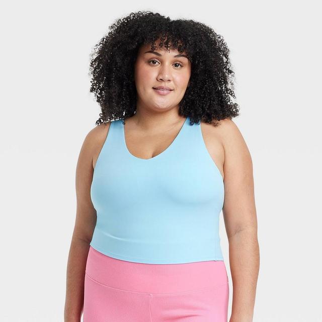 Womens Flex Light Support V-Neck Cropped Sports Bra - All In Motion Light Blue 2X Product Image