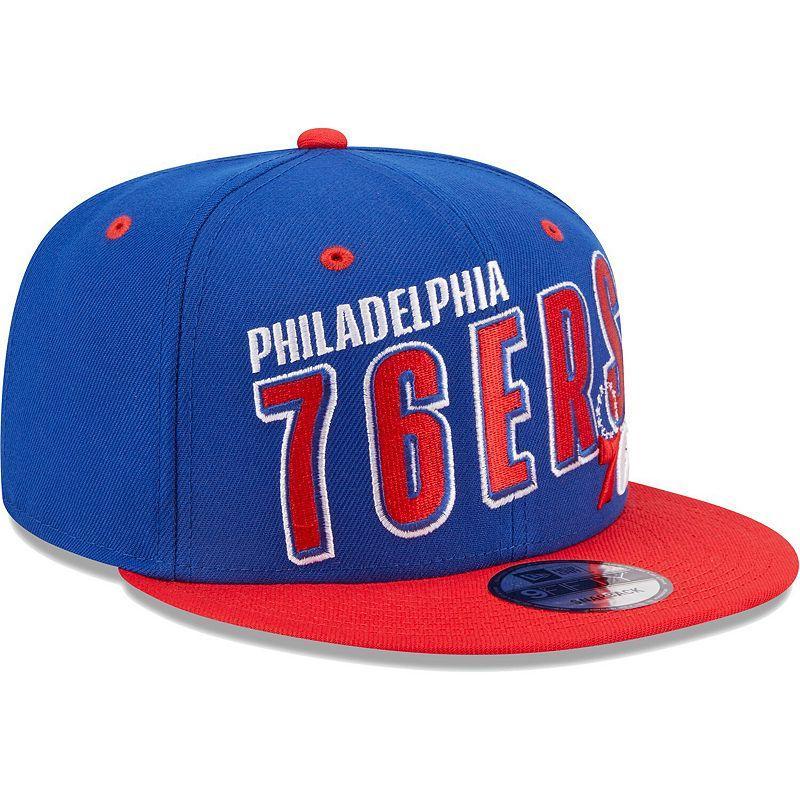 Mens New Era Royal/Red Philadelphia 76ers Stacked Slant 2-Tone 9FIFTY Snapback Hat Product Image