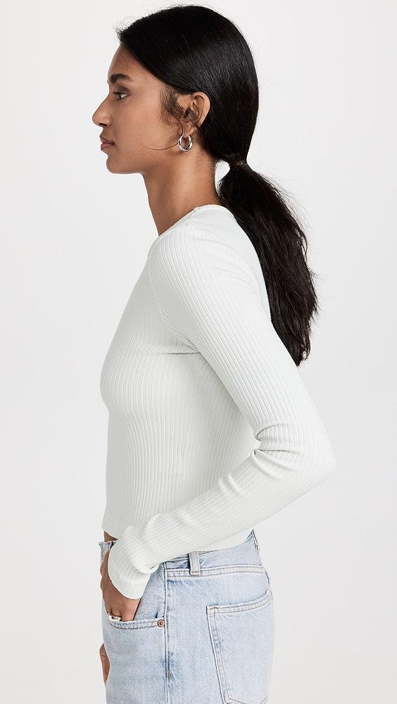 AGOLDE Alma Shrunken Crew Neck Tee : Rib with Extended Sleeves | Shopbop Product Image