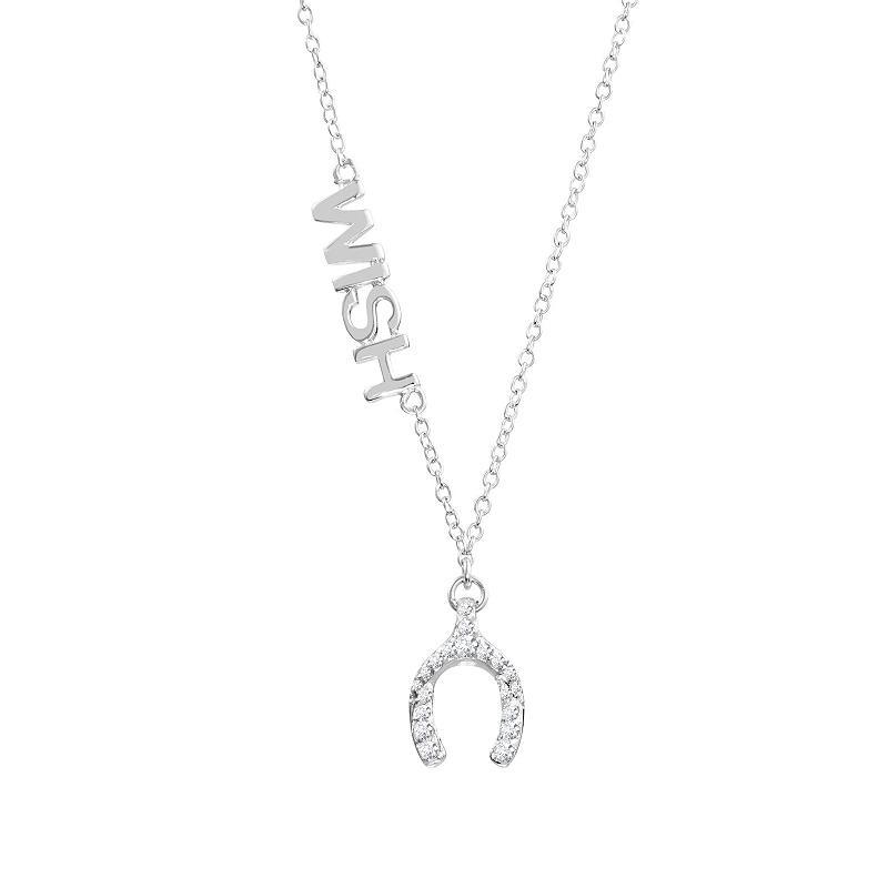 Main and Sterling Sterling Silver Cubic Zirconia Horseshoe Wish Necklace, Womens Silver Tone Product Image