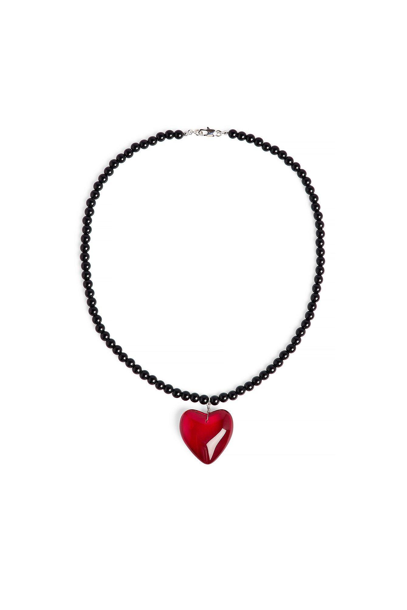 Glass Heart Pearl Necklace Product Image