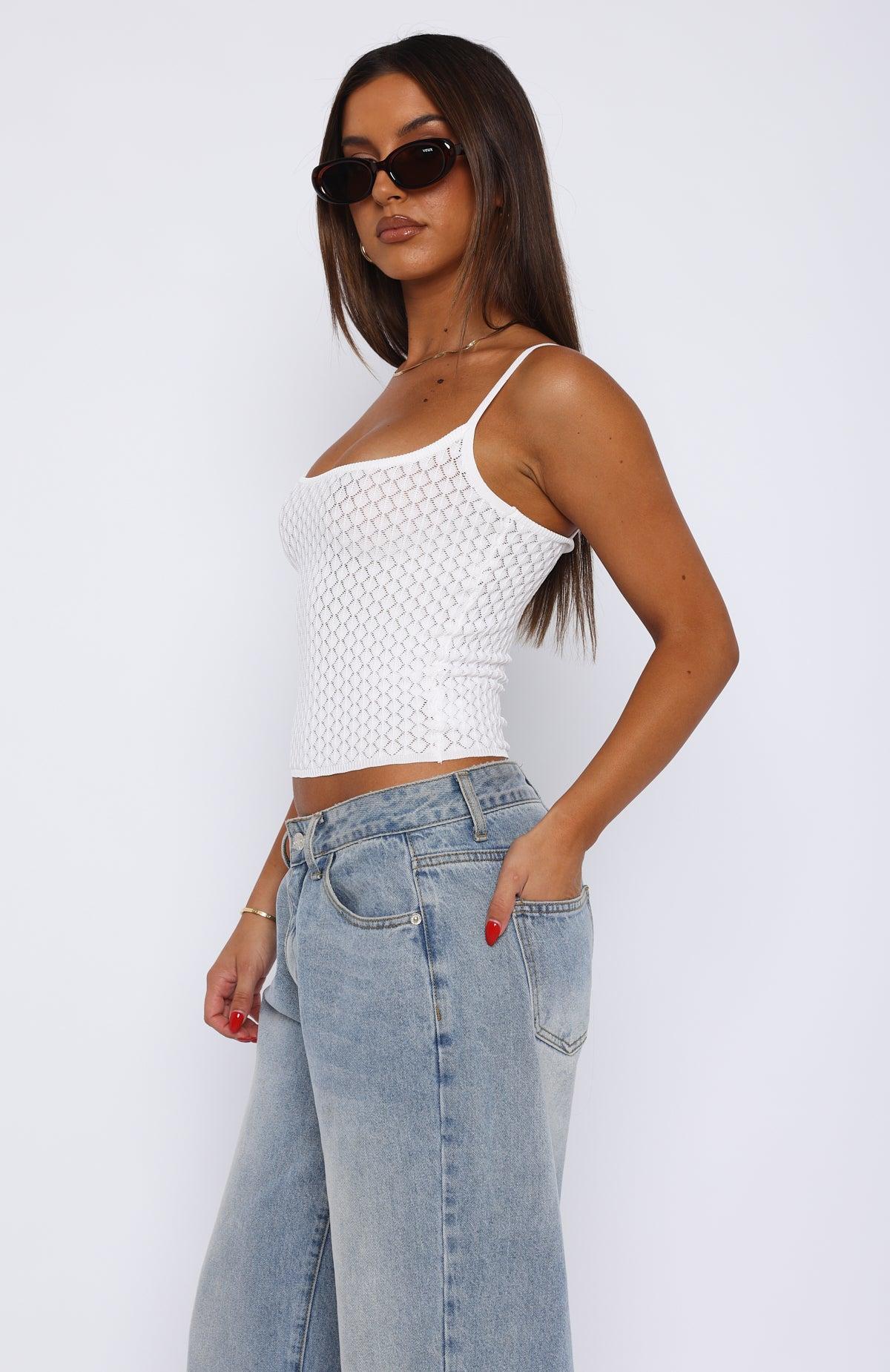 Without Trying Knit Top White Product Image