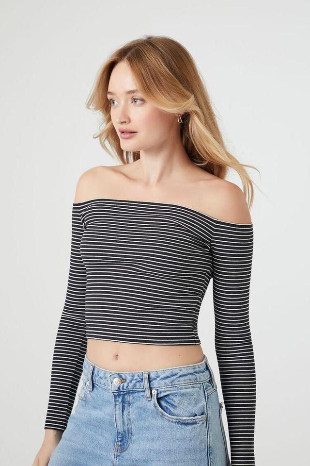 Striped Off-the-Shoulder Crop Top | Forever 21 Product Image