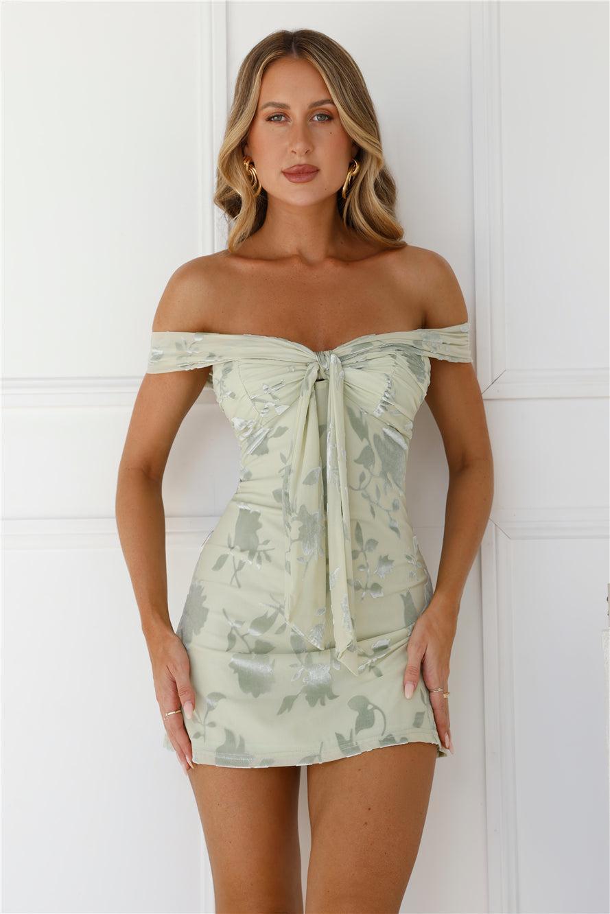 Important Party Off Shoulder Mini Dress Sage Product Image