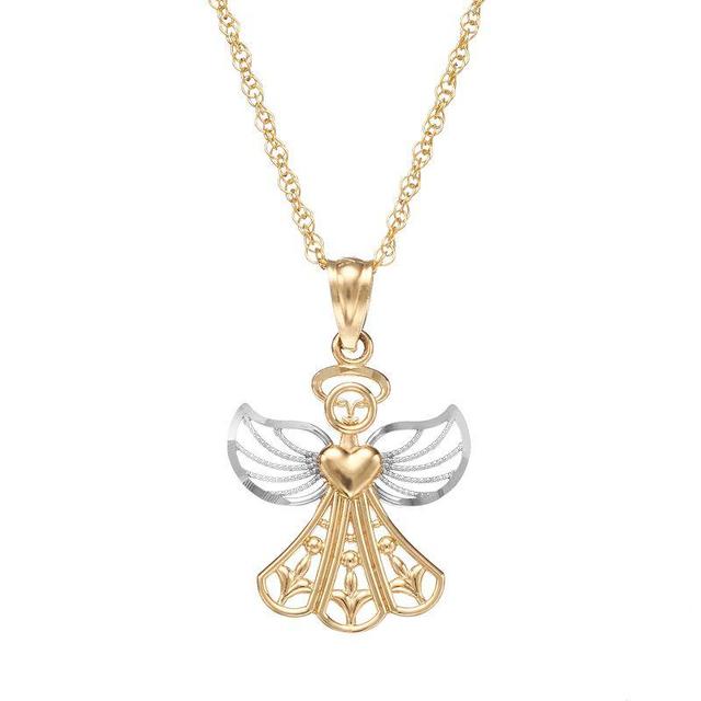 10k Gold Angel Pendant Necklace, Womens Product Image