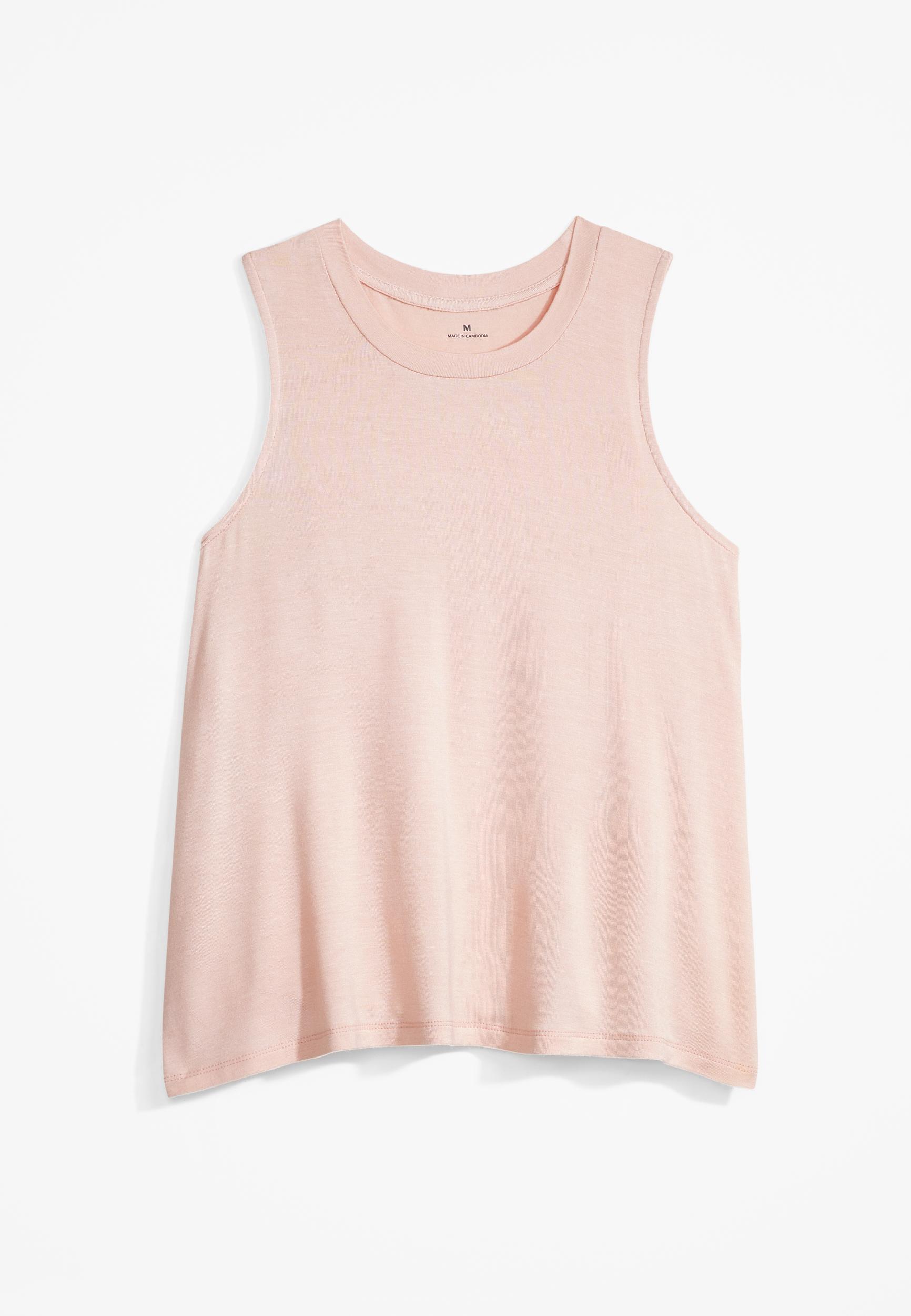 Maurices Womens Medium Size Girls Solid High Neck Tank Top Pink product image