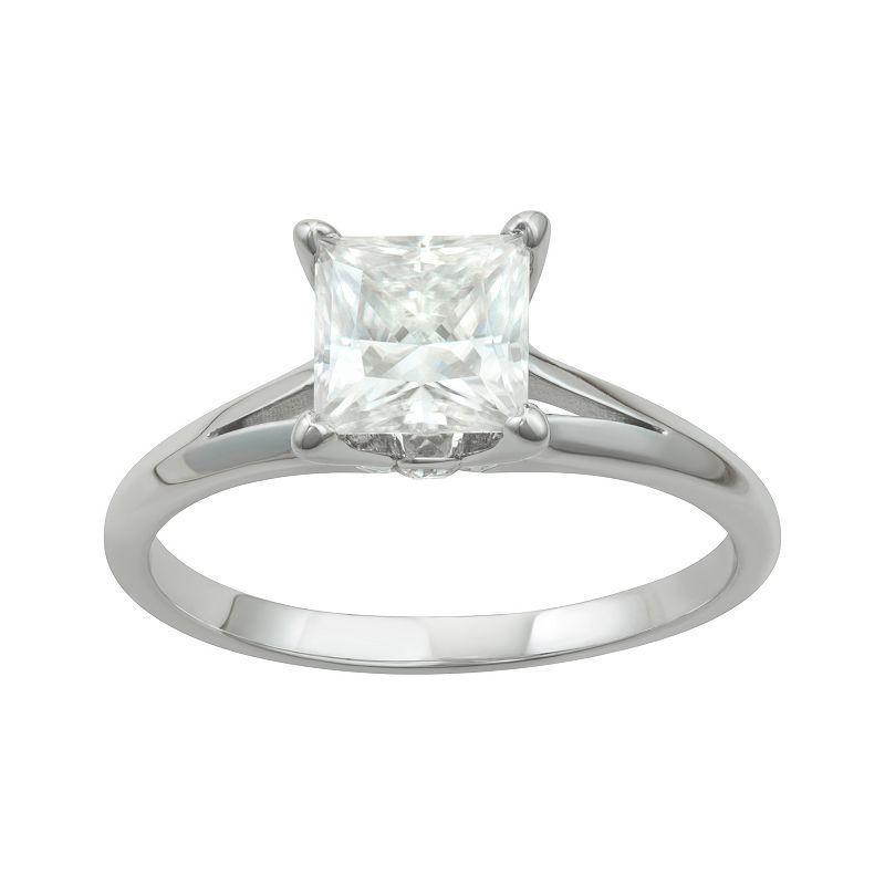 Charles & Colvard 1.26 Ct. T.w. Lab Created Princess Cut Moissanite Solitaire Ring In 14K Gold, White, 7 Product Image