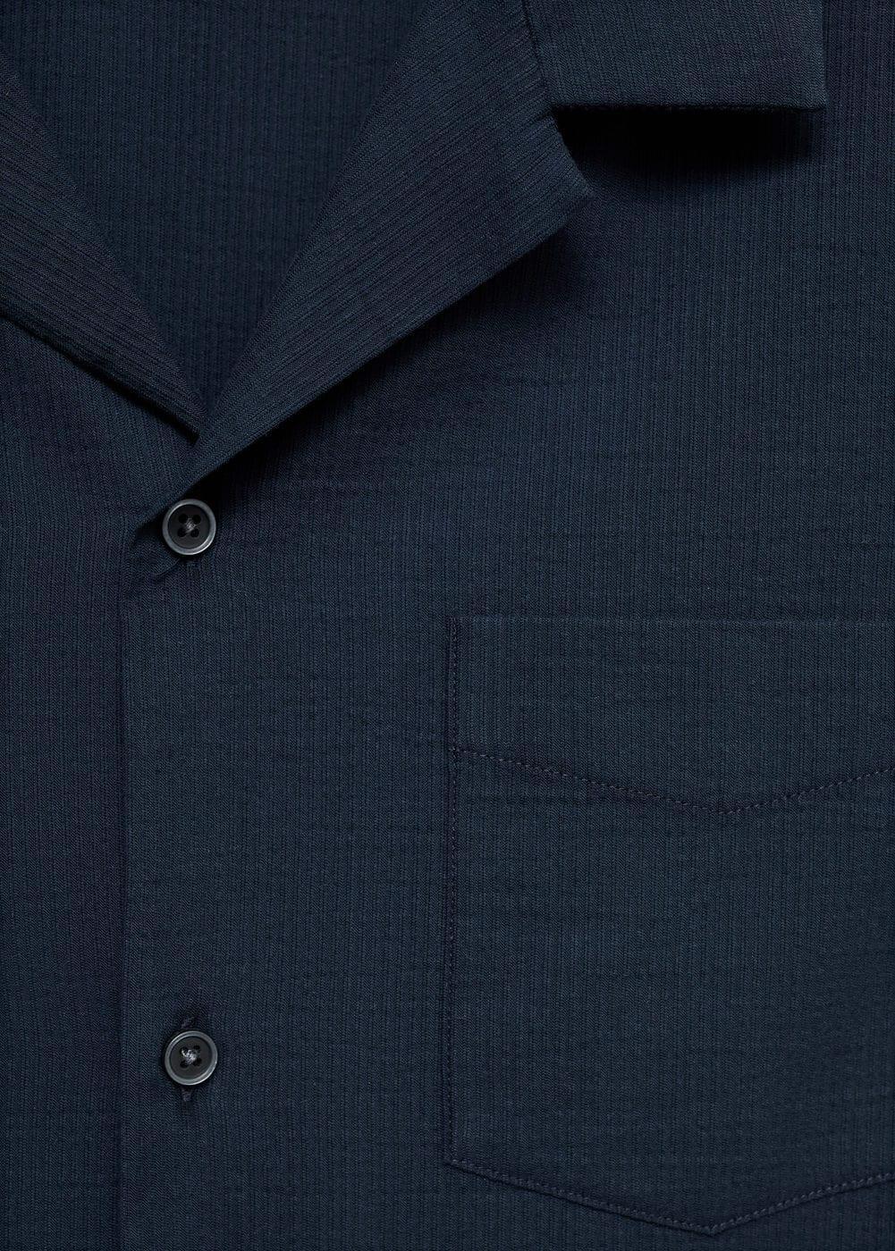 MANGO MAN - Regular-fit 100% seersucker cotton shirt dark navyMen Product Image