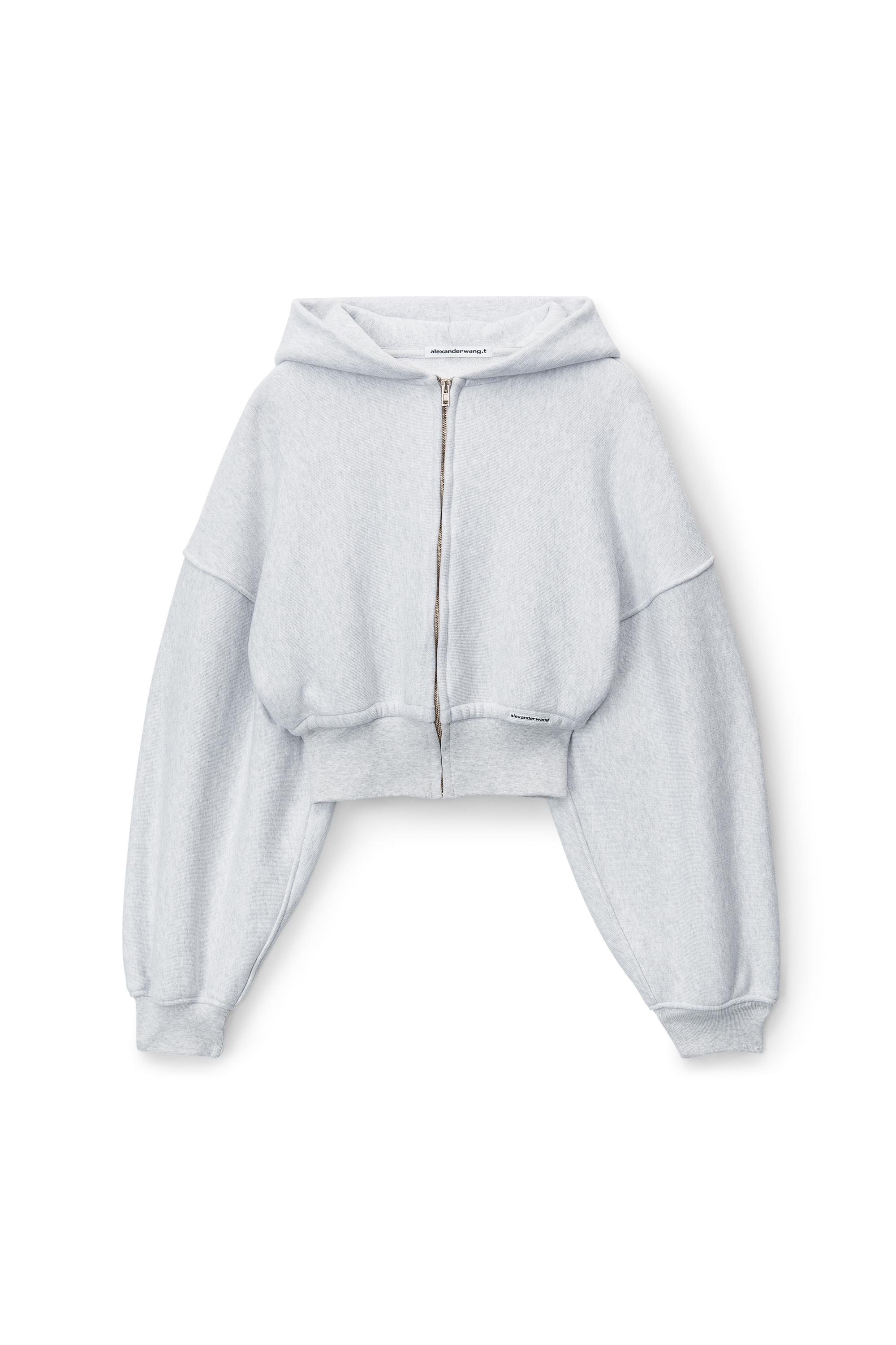 Cropped Zip Up Hoodie In Classic Cotton Terry Product Image