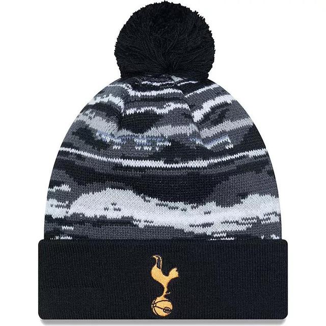 Mens New Era Black Tottenham Hotspur Wave Allover Print Cuffed Knit Hat with Pom Product Image