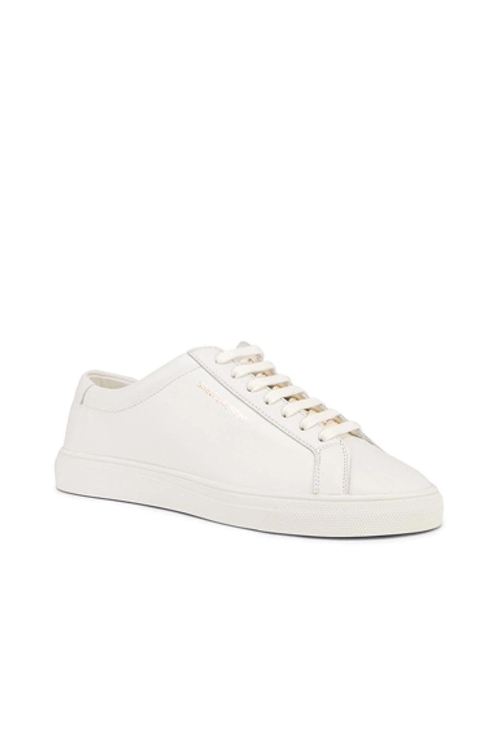 SAINT LAURENT Andy Logo-print Leather Sneakers In White Product Image