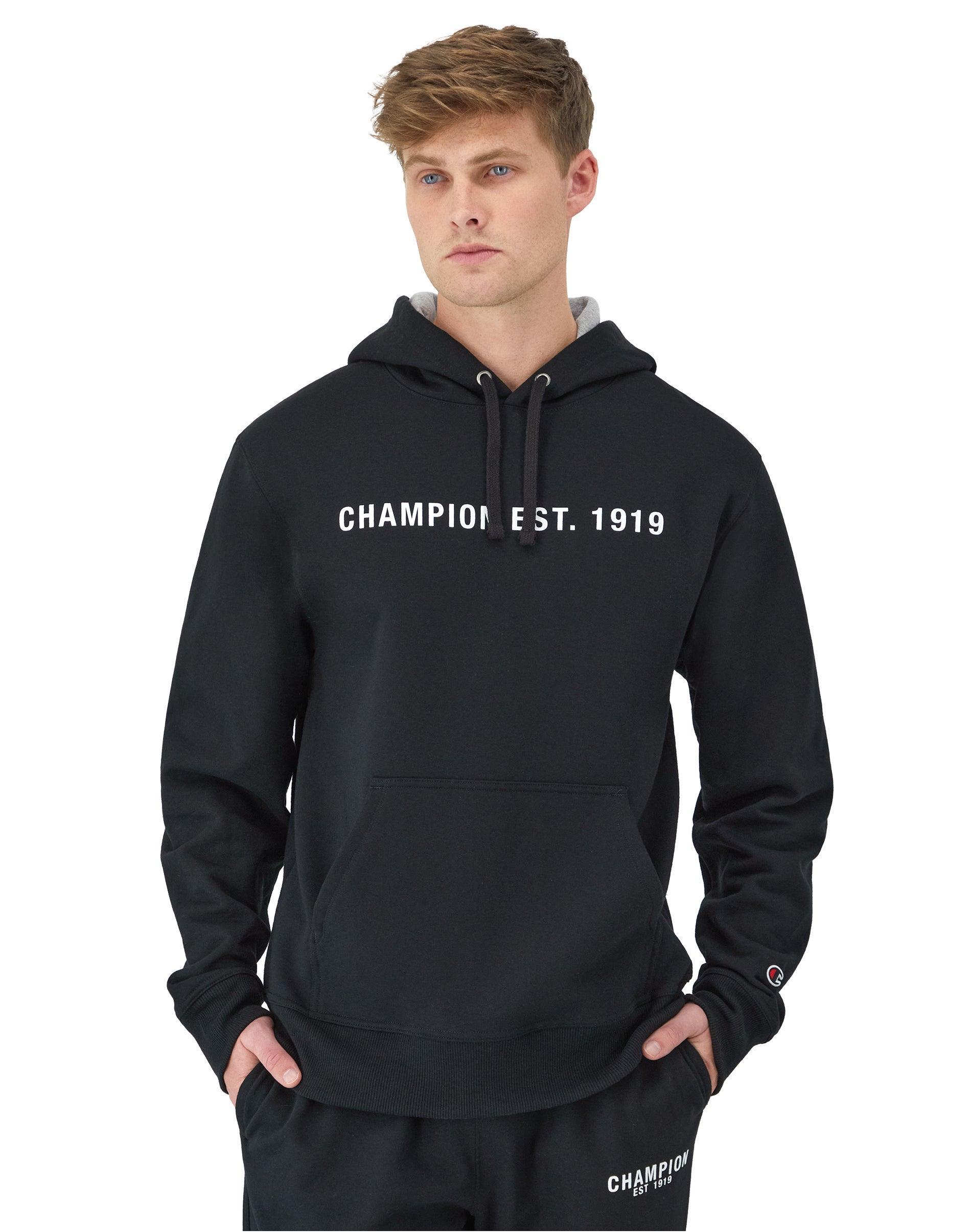 Mens Champion Powerblend Hoodie, Est. 1919 Black 2XL product image