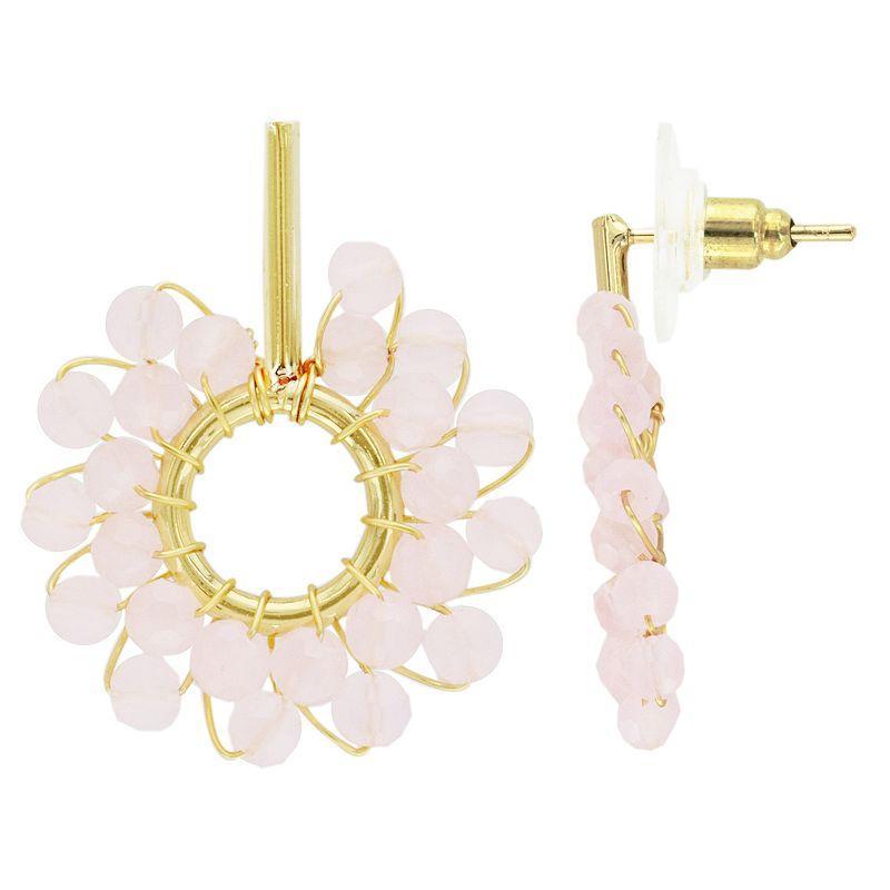 PANNEE BY PANACEA Gold Tone Crystal Bead Open Circle Drop Earrings, Womens, Pink Product Image