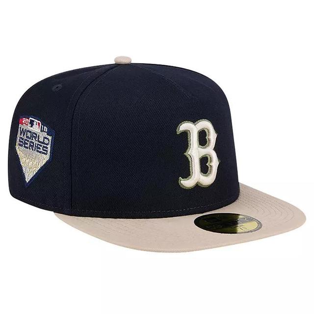 Mens New Era Boston Red Sox Canvas A-Frame 59FIFTY Fitted Hat Blue Product Image