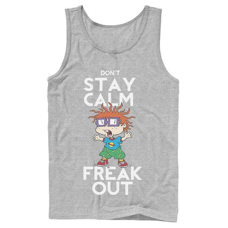 Mens Nickelodeon Rugrats Chuckie Dont Stay Calm Freak Out Graphic Tank Top Athletic Grey Product Image