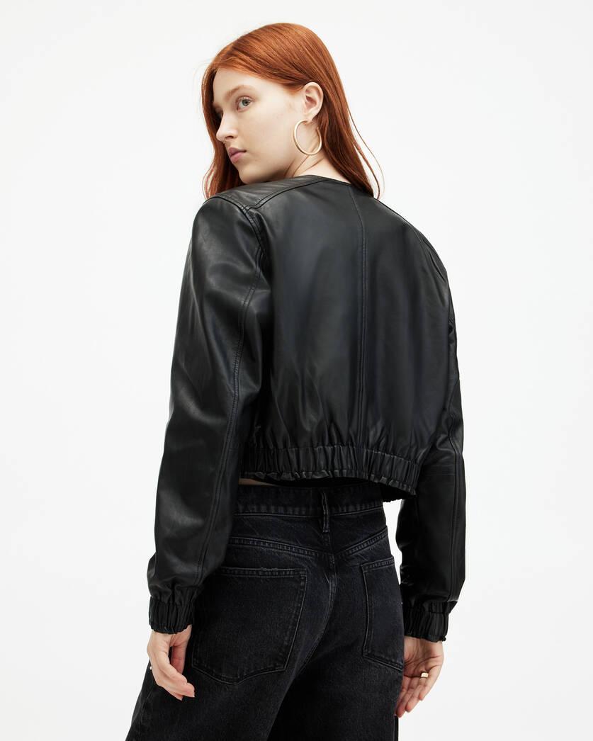 Everly Leather Bomber Jacket Product Image