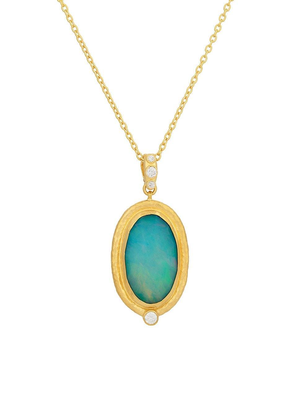 Womens Muse 22K & 24K Yellow Gold, Ethiopian Opal & 0.35 TCW Diamond Pendant Necklace Product Image