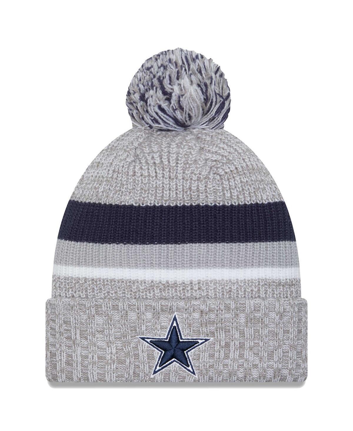 Mens New Era Heather Gray Dallas Cowboys Cuffed Knit Hat with Pom Product Image