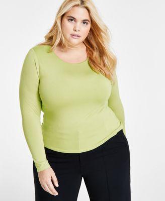 Plus Size Long-Sleeve Jersey Knit Top, Created for Macy's Product Image