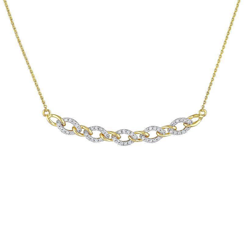 Stella Grace 10k Gold 1/6 Carat T.W. Diamond Oval Link Necklace, Womens Product Image