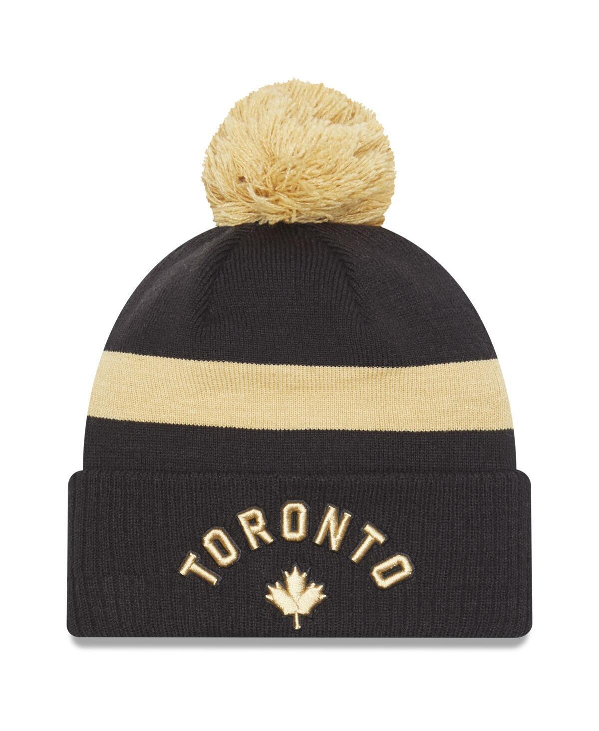 Mens New Era Black Toronto Raptors 2022/23 City Edition Official Cuffed Pom Knit Hat Product Image