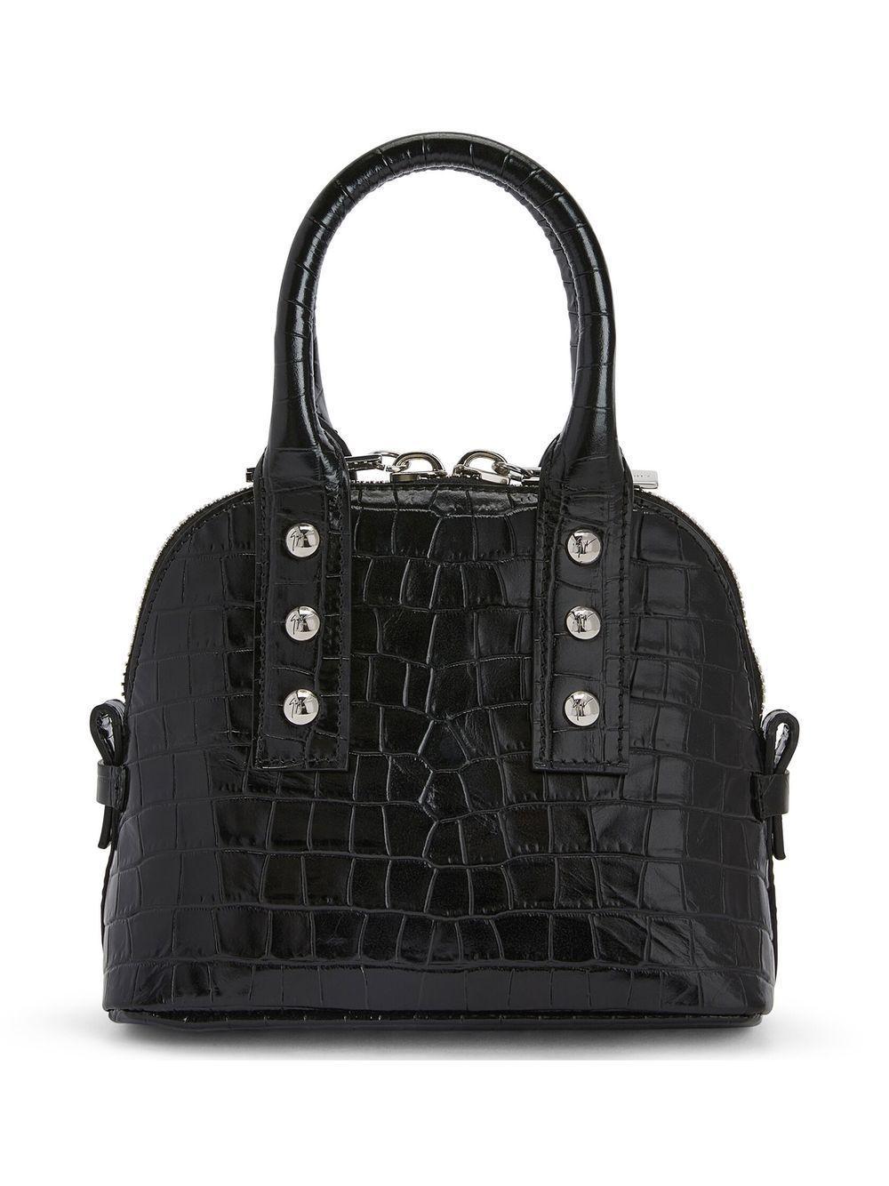 crocodile-print leather tote bag Product Image