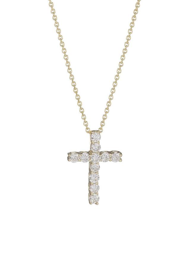 Womens 14K Yellow Gold & 0.32 TCW Diamond Cross Pendant Necklace Product Image