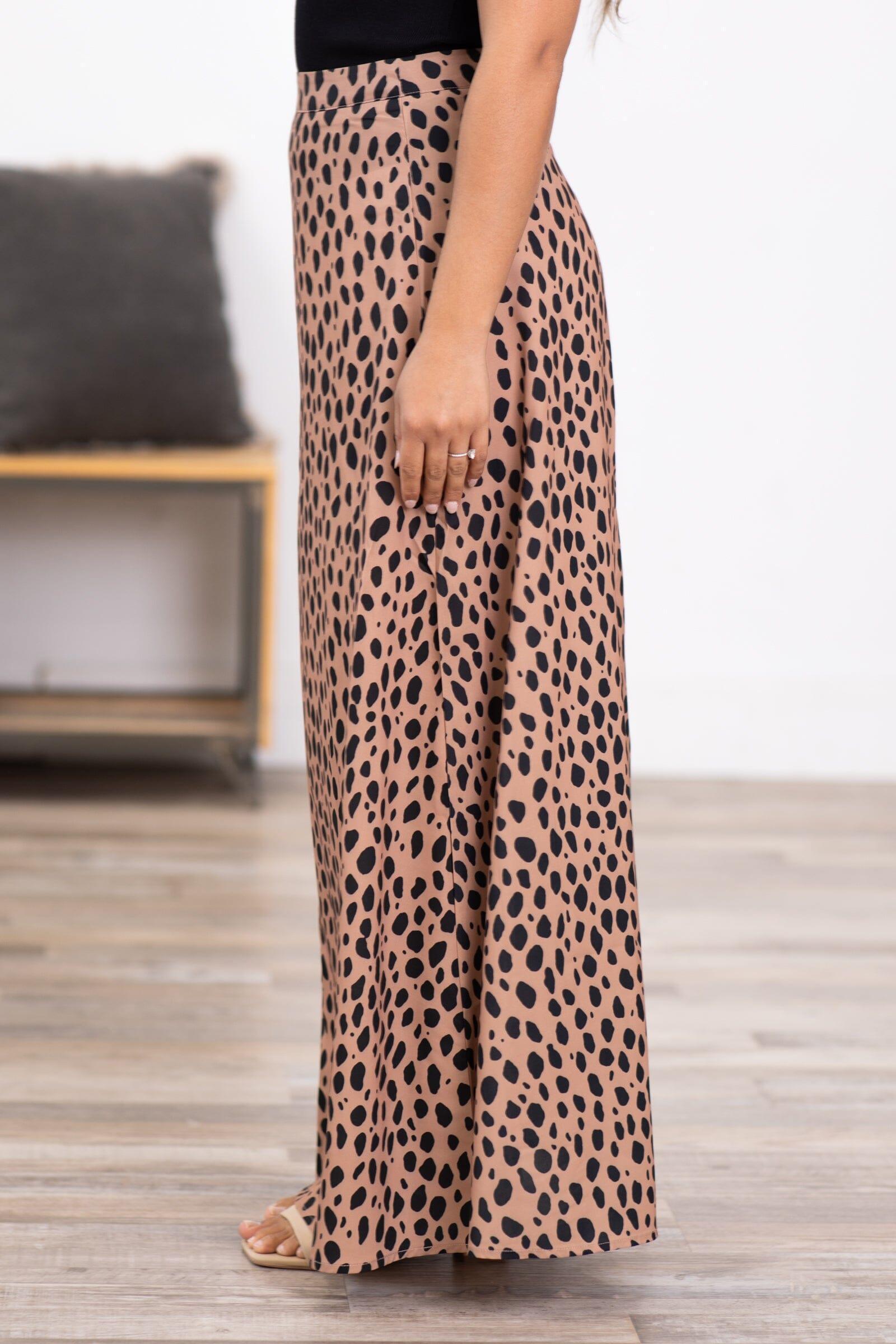 Tan and Black Animal Print Maxi Skirt Product Image