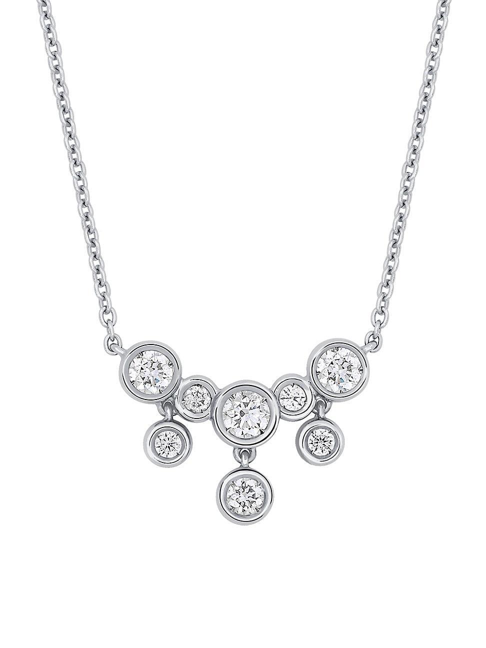 Womens Splash 18K White Gold & Diamond Cluster Small Drop Pendant Necklace Product Image