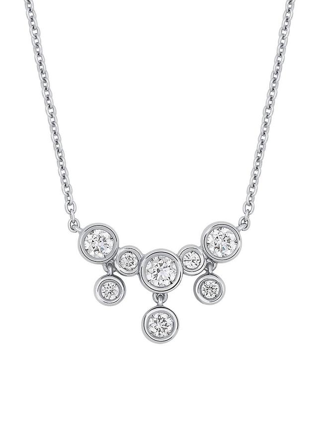 Womens Splash 18K White Gold & Diamond Cluster Small Drop Pendant Necklace Product Image