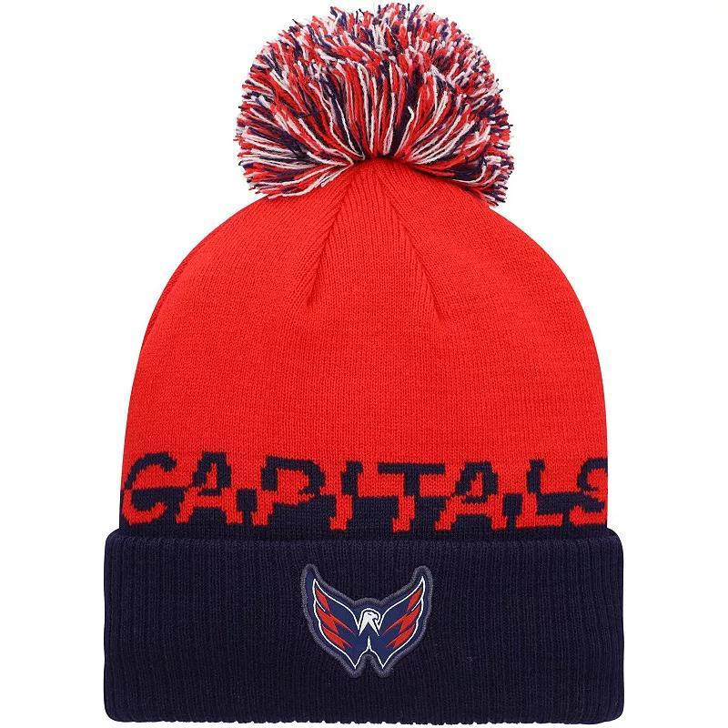 Mens adidas /Navy Washington Capitals COLD.RDY Cuffed Knit Hat with Pom Product Image