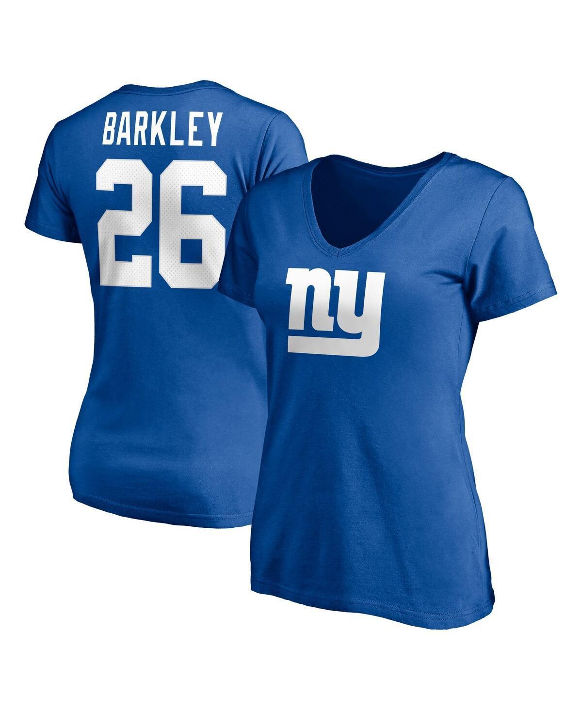 Womens Fanatics Saquon Barkley Royal New York Giants Player Icon Name and Number V-Neck T-shirt Product Image