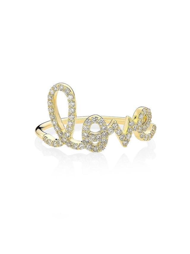 Large Love 14K Gold Ring with Diamonds Product Image